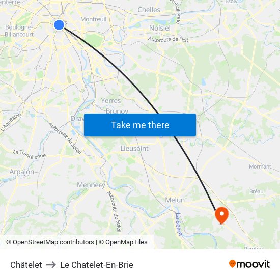 Châtelet to Le Chatelet-En-Brie map