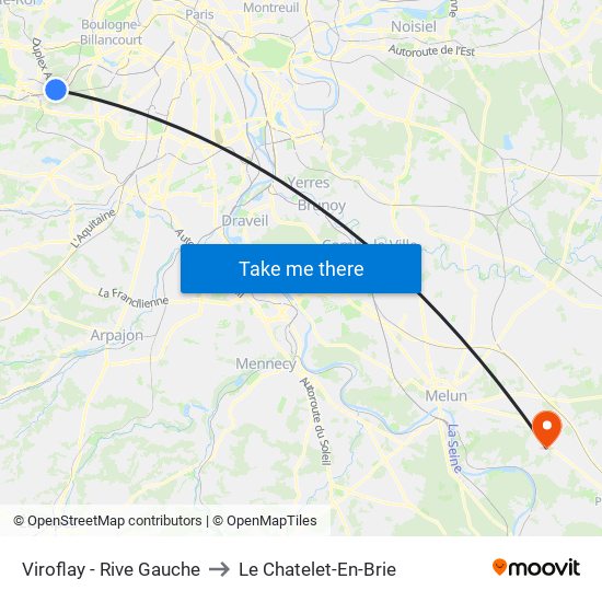 Viroflay - Rive Gauche to Le Chatelet-En-Brie map