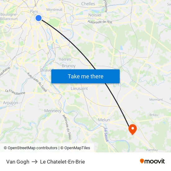 Van Gogh to Le Chatelet-En-Brie map