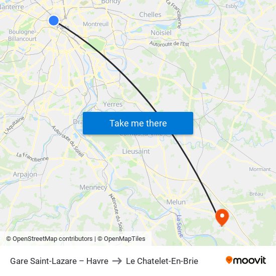 Gare Saint-Lazare – Havre to Le Chatelet-En-Brie map