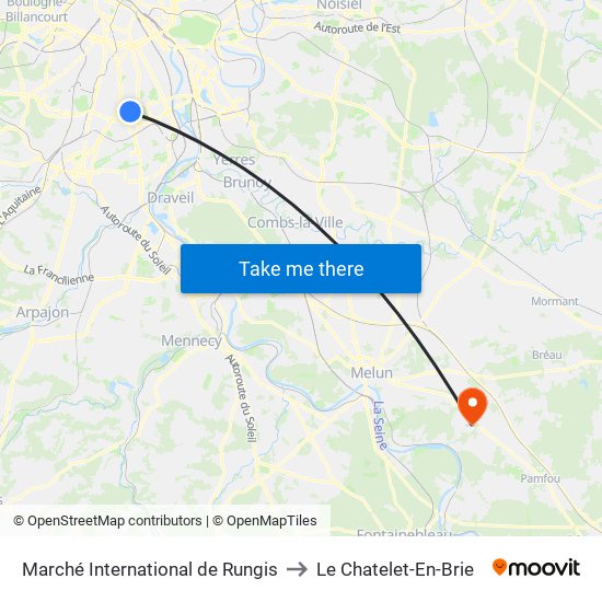 Marché International de Rungis to Le Chatelet-En-Brie map