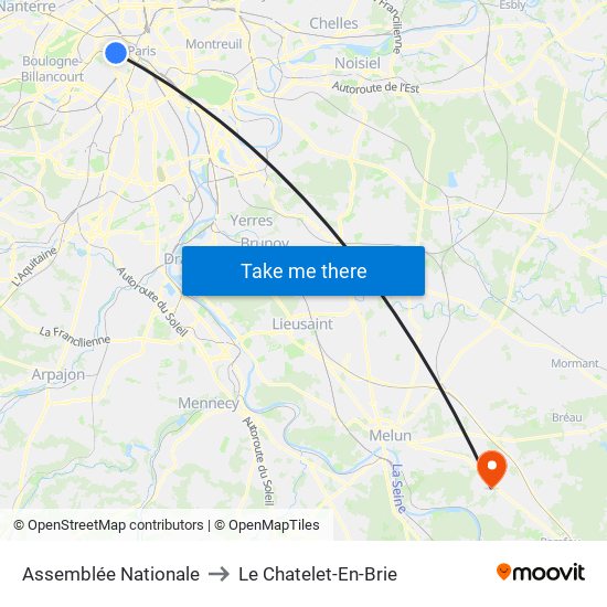 Assemblée Nationale to Le Chatelet-En-Brie map