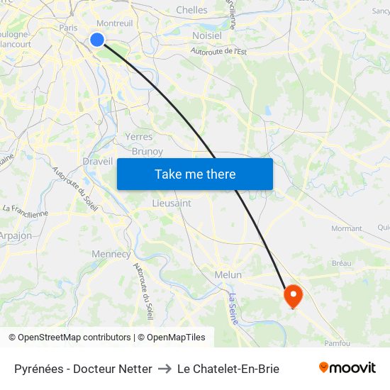 Pyrénées - Docteur Netter to Le Chatelet-En-Brie map
