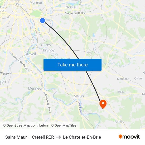 Saint-Maur – Créteil RER to Le Chatelet-En-Brie map