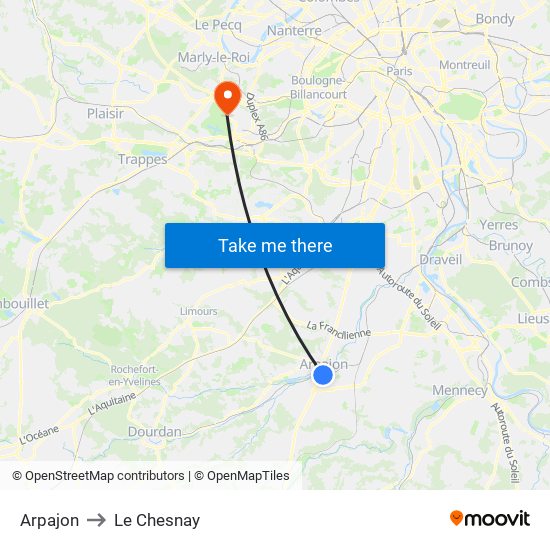 Arpajon to Le Chesnay map