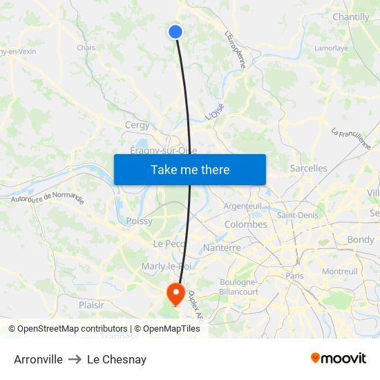 Arronville to Le Chesnay map