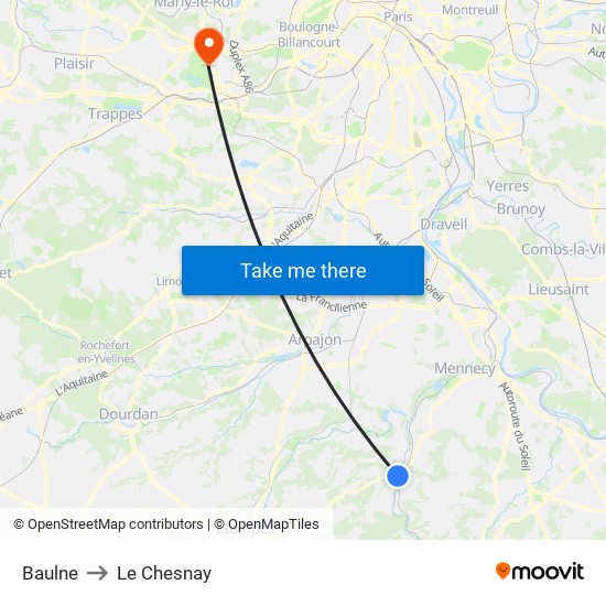 Baulne to Le Chesnay map