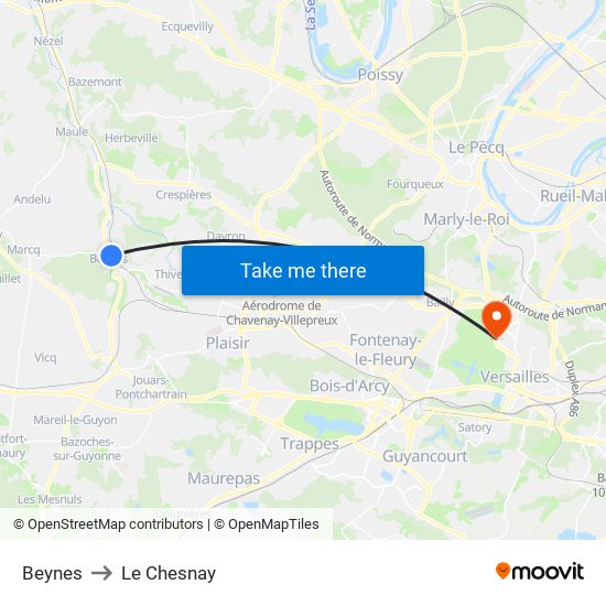 Beynes to Le Chesnay map