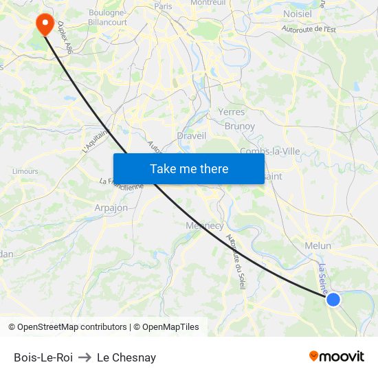 Bois-Le-Roi to Le Chesnay map