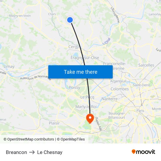 Breancon to Le Chesnay map