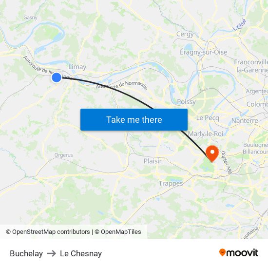 Buchelay to Le Chesnay map