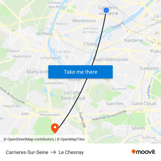 Carrieres-Sur-Seine to Le Chesnay map