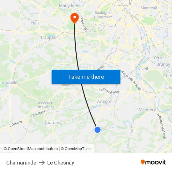 Chamarande to Le Chesnay map