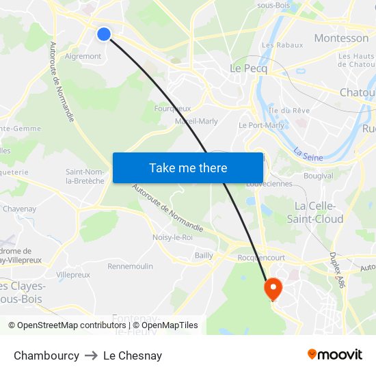 Chambourcy to Le Chesnay map