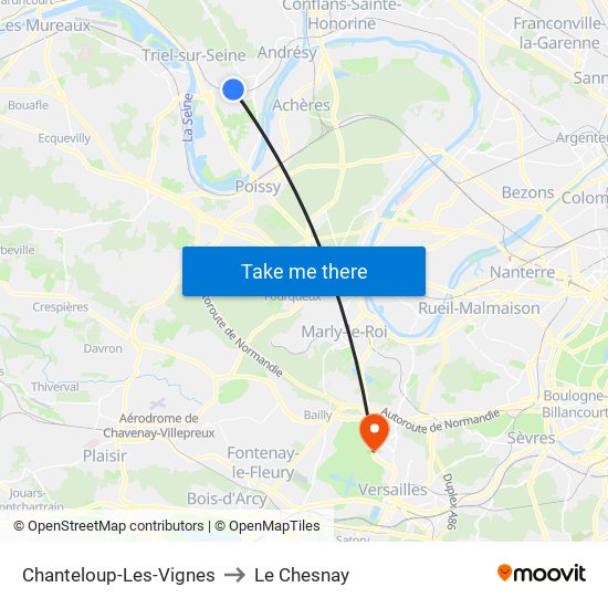 Chanteloup-Les-Vignes to Le Chesnay map