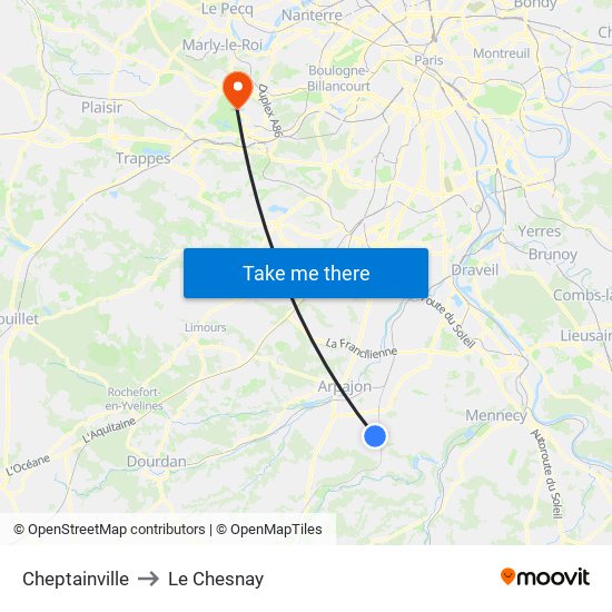 Cheptainville to Le Chesnay map