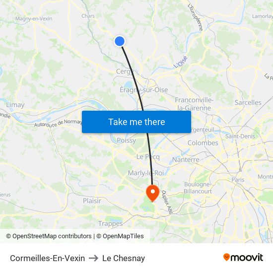 Cormeilles-En-Vexin to Le Chesnay map