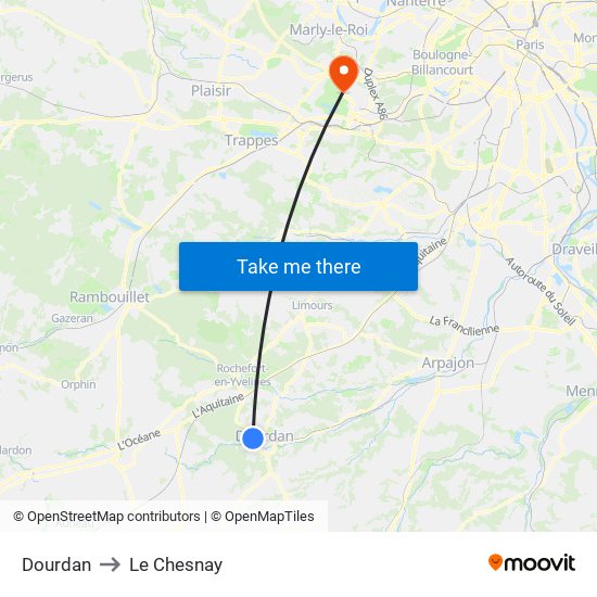 Dourdan to Le Chesnay map