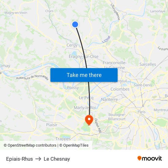 Epiais-Rhus to Le Chesnay map