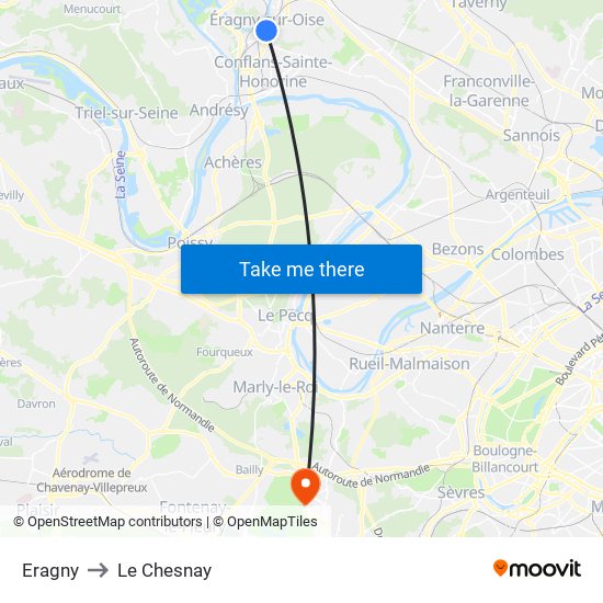 Eragny to Le Chesnay map