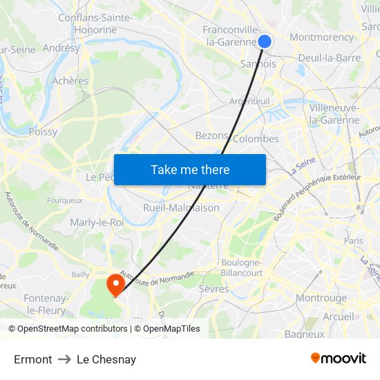 Ermont to Le Chesnay map