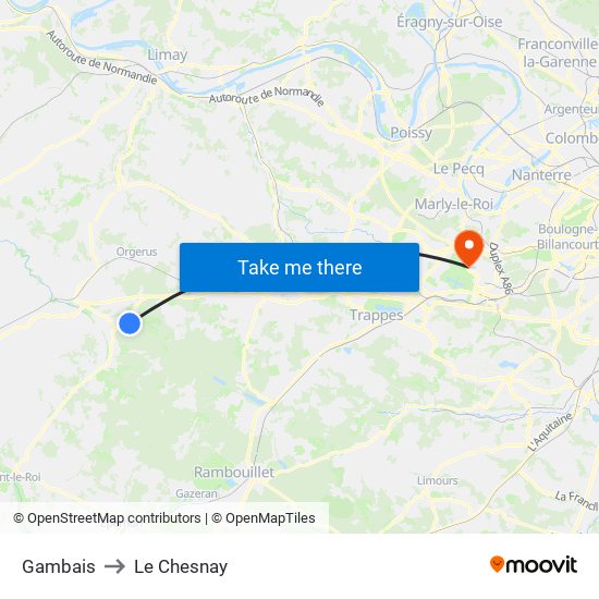 Gambais to Le Chesnay map