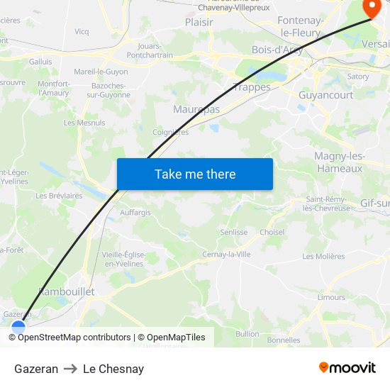 Gazeran to Le Chesnay map