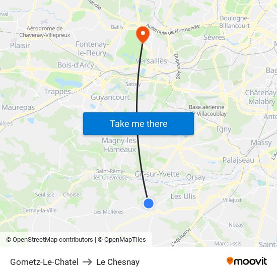 Gometz-Le-Chatel to Le Chesnay map