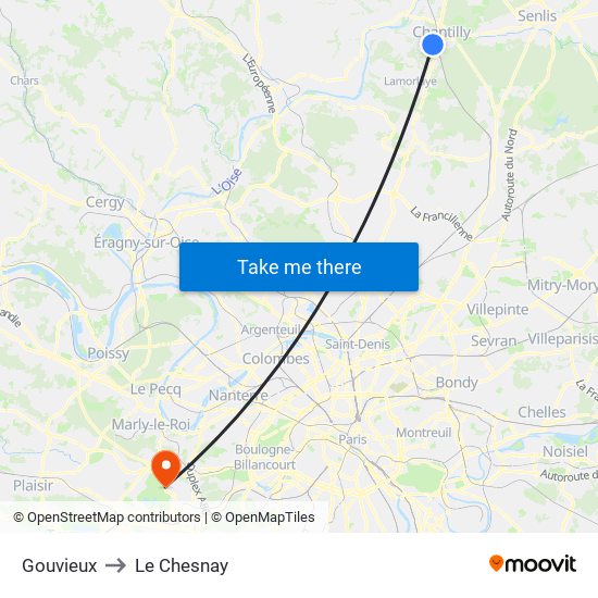 Gouvieux to Le Chesnay map