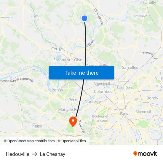 Hedouville to Le Chesnay map