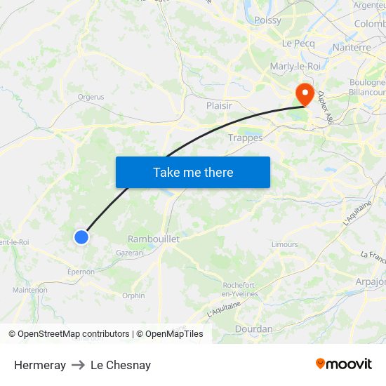 Hermeray to Le Chesnay map