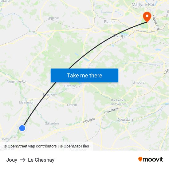 Jouy to Le Chesnay map