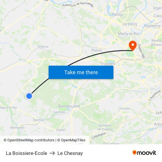 La Boissiere-Ecole to Le Chesnay map