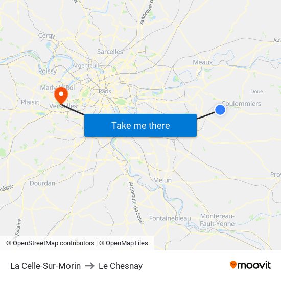 La Celle-Sur-Morin to Le Chesnay map