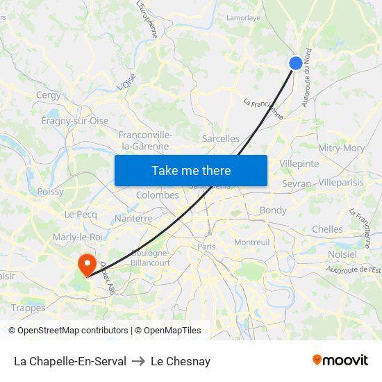 La Chapelle-En-Serval to Le Chesnay map