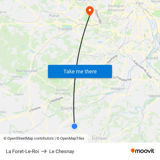La Foret-Le-Roi to Le Chesnay map