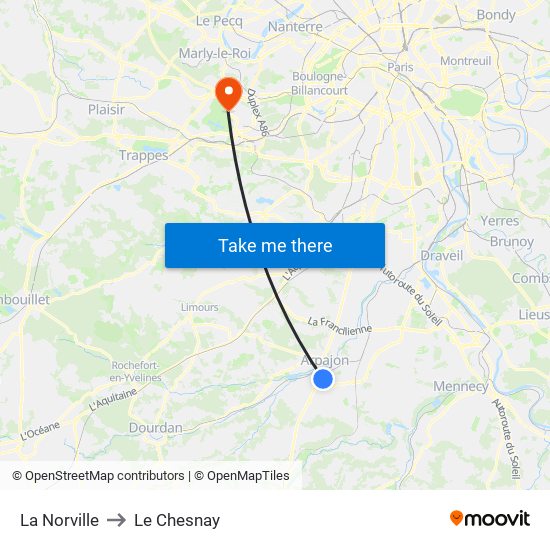 La Norville to Le Chesnay map