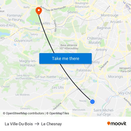 La Ville-Du-Bois to Le Chesnay map