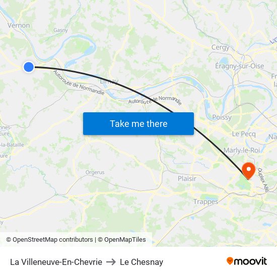 La Villeneuve-En-Chevrie to Le Chesnay map