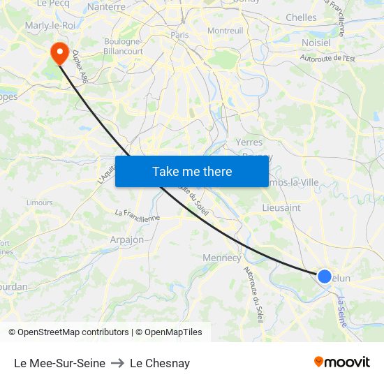 Le Mee-Sur-Seine to Le Chesnay map