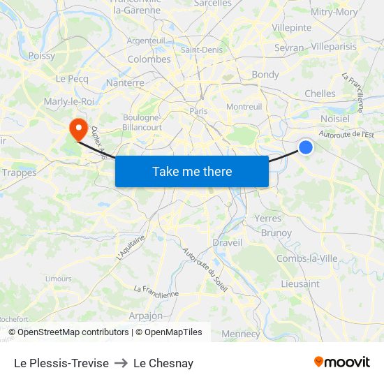 Le Plessis-Trevise to Le Chesnay map