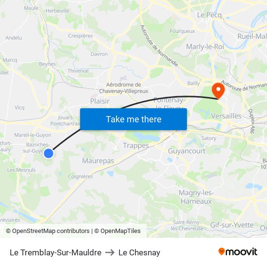 Le Tremblay-Sur-Mauldre to Le Chesnay map