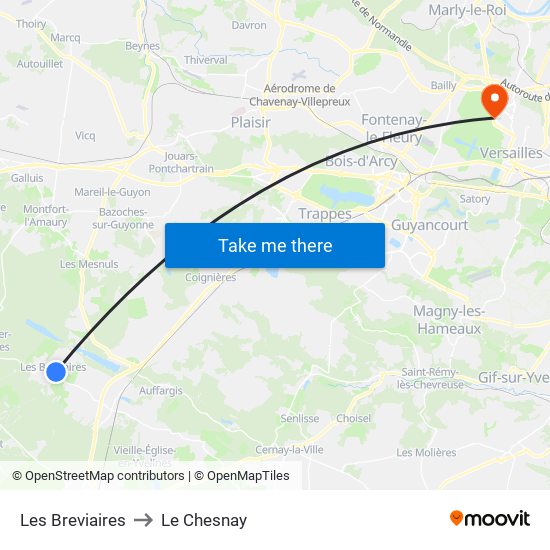 Les Breviaires to Le Chesnay map
