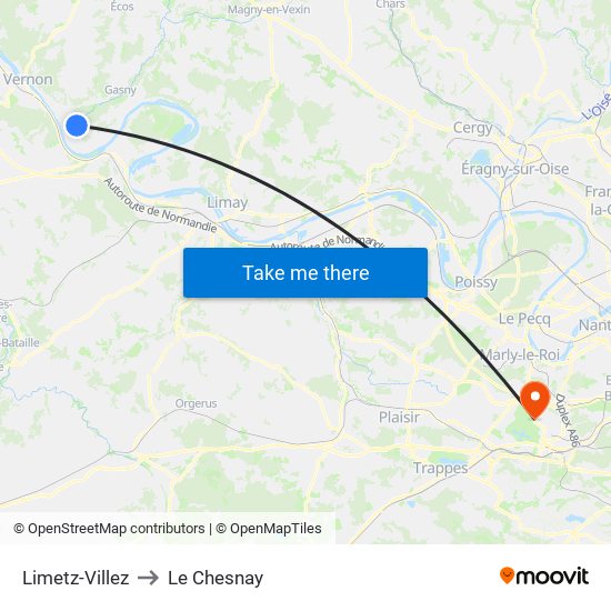 Limetz-Villez to Le Chesnay map