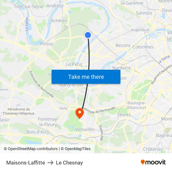 Maisons-Laffitte to Le Chesnay map