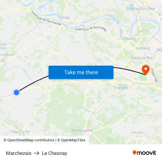 Marchezais to Le Chesnay map