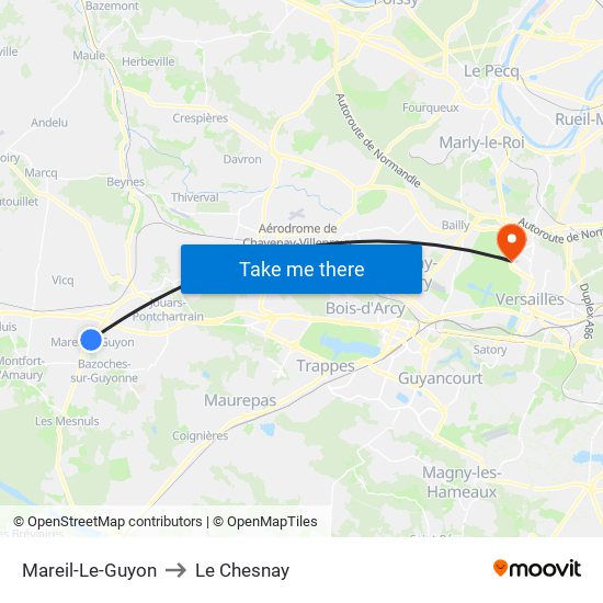 Mareil-Le-Guyon to Le Chesnay map