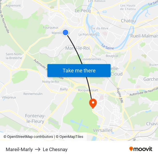 Mareil-Marly to Le Chesnay map