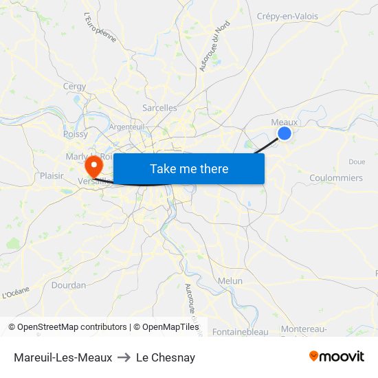 Mareuil-Les-Meaux to Le Chesnay map