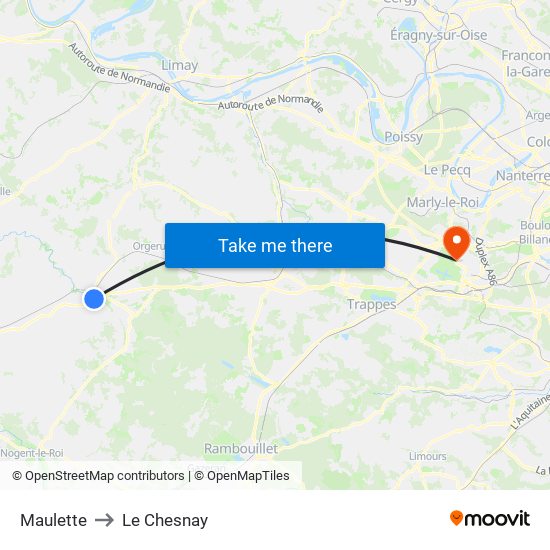 Maulette to Le Chesnay map